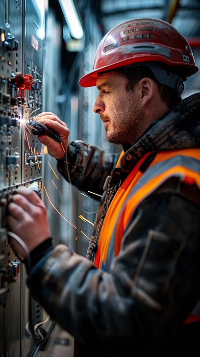 electrician at work stockcake
